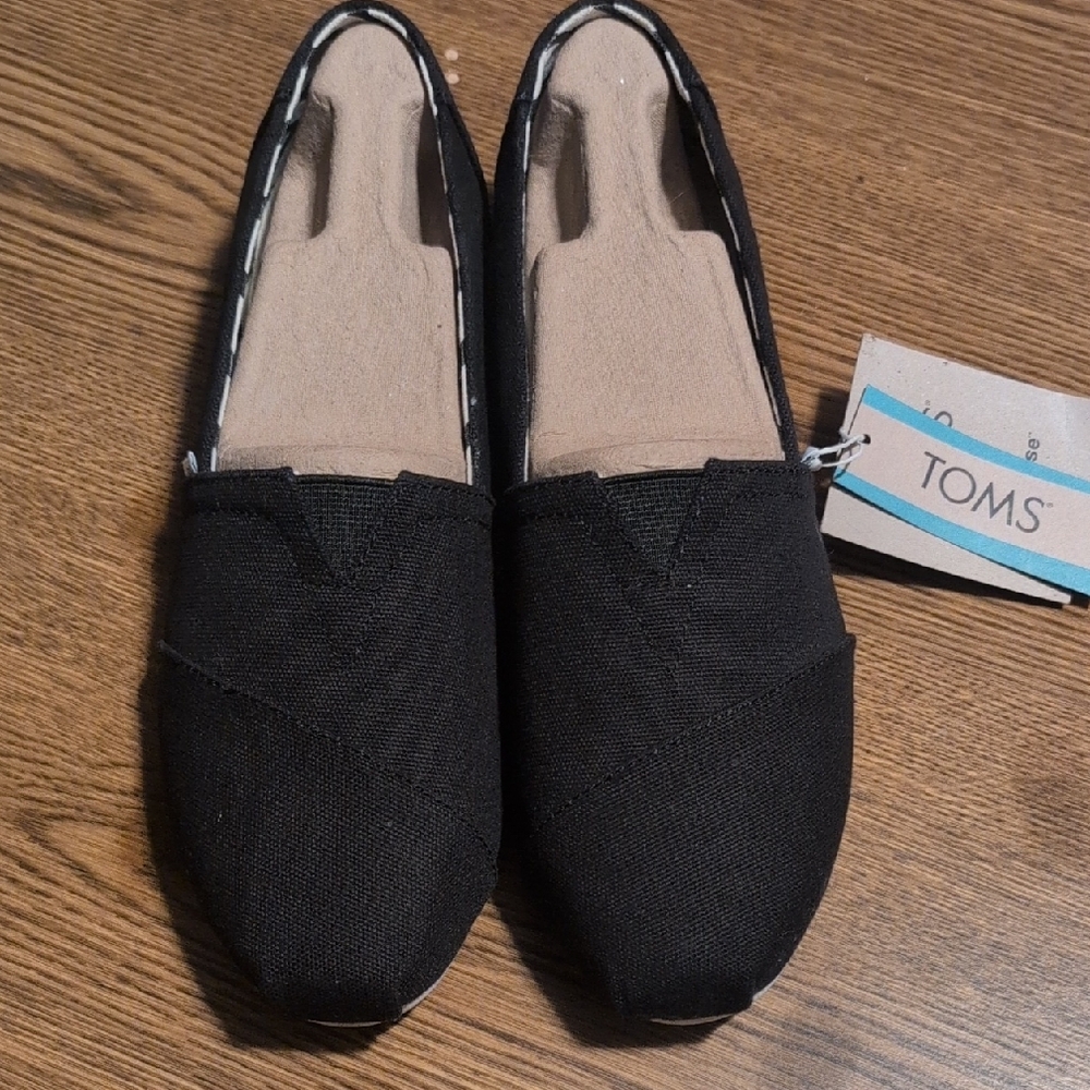 TOMS Black Canvas Slip-Ons